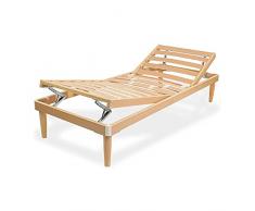 SomnusSana Rete Ortopedica in Legno di Faggio 120x190 h37cm Piazza e Mezza con 13 doghe Alzata Manuale