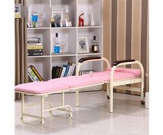 NgMik Comodo Letto da Campo Divano Letto Pieghevole Futon Chair Ruote Singolo Sleep Guest Home Camera Soggiorno Ufficio Coperta Pausa Letto Pieghevole (Colore : Rosa, Dimensione : 190 * 50 * 40cm)