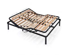 EVERGREENWEB - Migliore Rete Matrimoniale ELETTRICA 160x195 cm a Doghe in Legno Alzata Pieghevole MOTORIZZATA con Doppia Struttura in Ferro + 4 Gambe Smontabili, Base da Incasso per Letti e Materassi
