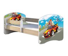 ACMA Letto per Bambino Cameretta per Bambino con Materasso Cassetto II Rovere Sonoma (03 Macchina sportiva, 180x80)