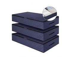 Wemk 3 Pezzi Contenitore Sottoletto, Pieghevole Scatole per Armadio con Manico, Contenitori per Vestiti sotto Il Letto, Organizzatore Trapunte Coperte Biancheria da Letto, 100x50x18cm