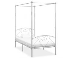 vidaXL Letto a Baldacchino Bianco in Metallo 120x200 cm