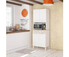 Dmora Armadio Multiuso a Quattro Ante battenti e Un cassetto, Colore Bianco, cm 72 x 186 x 40