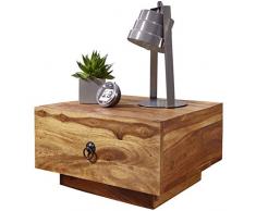 Wohnling Sheesham Comodino legno massiccio, 40 x 40 x 25 cm