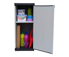 Adventa Armadio in Resina 1 Anta con ripiano Regolabili (Interno/Esterno), Grigio Nero, 34x39,5x85