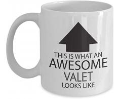 Tazza da caffè per occupazione divertente - Ecco come appare un valletto fantastico - Sarcasmo ispiratore Compleanno Natale Umorismo Idea regalo Novità Tazza da tè per collega Amico Uomo Donna Adulto