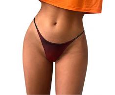 Biancheria intima sexy da uomo in nylon sexy perizoma da donna, stampa alla moda, morbido, confortevole, traspirante, a vita bassa ordine guardaroba biancheria intima, Colore: rosso, L