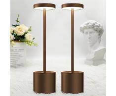 Hapfish Lampada da Tavolo Senza Fili LED, 5000mAh Lampada da Comodino 2 Pezzi Ricaricabile USB, Luce a Batteria Dimmerabile, 3 Modalità di Colore, per Scrivania Esterno Tavola Ristorante Comodino
