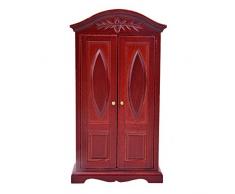 Armadio per casa delle Bambole, Simulazione di Guardaroba per Bambole Bellissimo Vintage per Bambini(Rosso)