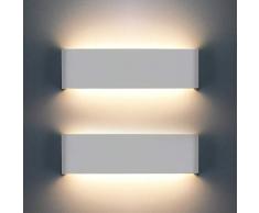 OOWOLF LED Lampada da Parete Interno 12W 1200LM, Applique da Parete Interno Moderno, 2 Pezzi Lampade per Interni, 3000K Bianco Caldo per Camera da Letto, Soggiorno, Scale, Corridoio