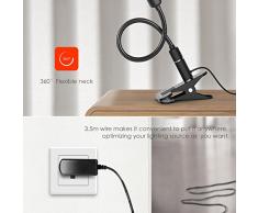 Lampada da Tavolo, Luce di Lettura a LED, 4W TECKIN Occhio-preMuroso Clip-on Libro Luce, Touch Control Lampade da Tavola Dimmerabili con 3 Livelli di Luminosità e Collo Flessibile, Perfetto per i Bookworms (Non Ricaricabile)