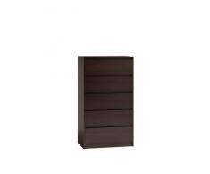 ADGO Karo - Cassettiera con 5 cassetti, per vestiti, soggiorno, guardaroba, camera da letto, cameretta dei bambini, autoportante, salvaspazio, (K5, wengé