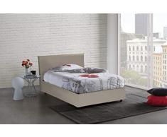 Talamo Italia Letto Anna Matrimoniale con Contenitore, Ecopelle, cm 215 x 175 h95, Tortora, UNICO