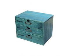 WISREMT Retro Cassettiera in Legno Stile Antico Cassetto Fisso per Gioielli Organizzatore per Trucco con cassetti 1/2/3 per Gioielli Cosmetici