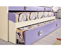 Dafne Italian Design Cameretta Completa a Ponte - Effetto Betulla, Malva (Triplo Letto Singolo e Armadio) (cm. 300 x 96 x 259h)