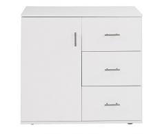 COMÒ CASSETTIERA COMÒ MODERNO CASSETTIERA SPAZIOSO CON 1 ANTA E 3 CASSETTI (BIANCO)
