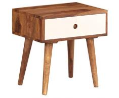 FAMIROSA Comodino in Legno Massello di Sheesham 45x30x45 cm