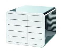 HAN 1551-33 iBox - Cassettiera da scrivania, 5 cassetti chiusi, per formati fino a C4, colore: Bianco/Nero