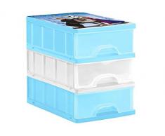OKT Disney Frozen Cassettiera con Cassetti A5, Plastica, Azzurro, 25 x 18 x 25 cm, 3 Pezzi