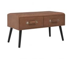 vidaXL Panca con Cassetti Ingresso Elegante Comodino Panchina Tavolino caffè con Portaoggetti Gambe in Massello Pino 80 cm Marrone Scuro in Similpelle