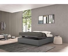 Talamo Italia Letto Contenitore Matrimoniale Vivaldi, Grigio, Ecopelle, Made in Italy, 171 x 39 x 206, Metallo
