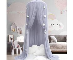 Letto a Baldacchino Per Ragazze - Letto a Baldacchino Princess Letto a Baldacchino Nursery Baby Room Decor Tende a Rete In Filato Premium, Grigio