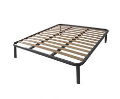 SomnusSana - Rete con doghe di legno Ortopedica - Struttura in Acciaio e Piedi Avvitabili (Rete 160x190, Altezza 35 cm)