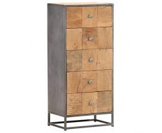 Tidyard Cassettiera Vintage in Legno Massello di Recupero,Credenza Vintage con Cassetti in Legno,Armadietto Vintage con Cassetti,Credenza da Salotto,Credenza con Cassetti 45x30x100 cm