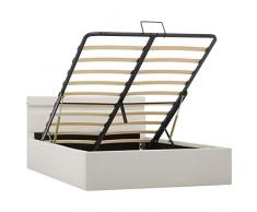 Tidyard Struttura Letto Matrimoniale Idraurico con Contenitore e LED in Ecopelle Bianca/Nera,Telaio Letto Giroletto Matrimoniale Idraulico con Contenitore e Luce LED,Letto Matrimoniale Idraurico
