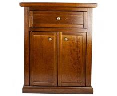 Maurys Arte Povera Mobile Ingresso Porta Oggetti Comodino In Legno Abete 60 x 36 x h 73cm finitura Color Noce Mobiletto 1 Cassetto 2 Ante Già Montato