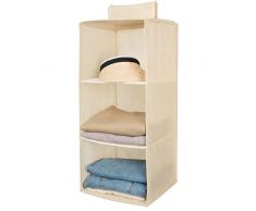 JiatuA Scaffale pensile con 3 Scomparti, Mensole Guardaroba da Appendere, Heavy Duty Appeso Armadio cassettiera Tasche per Maglioni, Scarpe, Accessori, Pieghevole Storage Box, Beige