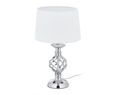 Relaxdays Abat Jour Touch Moderna, Dimmerabile su 3 Livelli di Luce, E14, Lampada da Tavolo per Salotto, Argento/Bianco, 1 pz