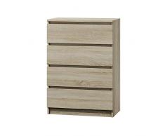 Selsey CLIMICONIA 4 - Cassettiera Moderna/Mobile di stoccaggio/Mobiletto con 4 cassetti (Marrone Chiaro)