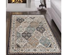 TAPISO Dubai Tappeto Salotto Orientale Grigio Beige Tradizionale Classico Ornamento A Pelo Corto 80 x 150 cm