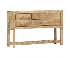 vidaXL Legno Massello di Mango Credenza in Stile Vintage Robusta 5 Cassetti e Ripiano Madia Cassettiera Tavolino Laterale 120x30x75 cm