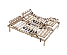 Baldiflex - Rete Elettrica Piazza e Mezza 120x200 cm Ortopedica Regolabile, NATURAL, Alzata Elettrica, Telaio e doghe in Legno Naturale di faggio