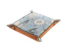 Mappa Bussola Valet Vassoio in Pelle Vassoio Gioielli Dadi Box Comodino Vassoio Pu Cuoio Vassoio Comodino Comodino Caddy Dadi Holder 20.5x20.5cm
