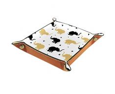 Animale Elefante Valet Vassoio in Pelle Vassoio Gioielli Dadi Box Comodino Vassoio Pu Cuoio Vassoio Comodino Comodino Caddy Dadi Holder 20.5x20.5cm