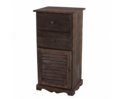 Mendler Serie Vintage Comodino cassettiera Legno paulonia cassetti sportello 32x40x81cm Marrone