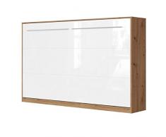SMARTBett Standard 120x200cm Orizzontale Quercia Selvatica/Bianco Comfort | Letto A Scomparsa, Letto A Muro, Letto A Parete, Letto Ribaltabile, Latto Armadio