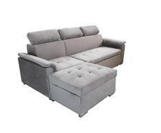 Milani Home s.r.l.s. Divano Letto con penisola ergonomico con poggiatesta Regolabile e Supporto Lombare penisola Contenitore