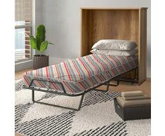 Shop Chic Mobile Letto Singolo a Scomparsa con Materasso Alta densità e Rete a doghe Struttura Girevole Finitura Rovere Tabacco