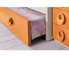 Dafne Italian Design Cameretta Completa a Ponte - Effetto Betulla, Bianco, Mandarino (Triplo Letto Singolo e Armadio) (cm. 350 x 96 x 259h)