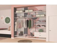 Alucabina - Cabina armadio di alta qualità. Larghezza 275 cm. Altezza 253 cm. Colore legno bianco. Modello Navy