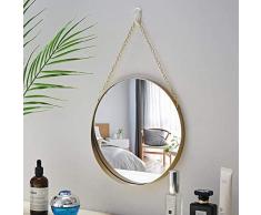 LuukUP Specchio A Parete Sospeso, Specchio Rotondo da Parete con Specchio in Metallo Specchio, per Soggiorno Camere da Letto Corridoio Decorazione
