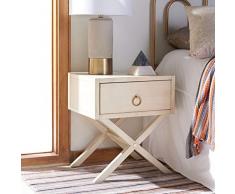 Safavieh Home Collection Odilia Antique White And Gold 1-Drawer Nightstand Comodino, Holz, Antico/Bianco
