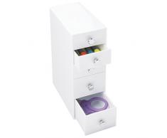 mDesign cassettiera ufficio - organizer scrivania - colore: bianco - portaoggetti ufficio con 3 cassetti piccoli e 2 cassetti grandi - per un ufficio ordinato