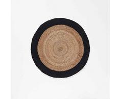 Douceur dintérieur Tappeto decorativo rotondo (0) 90 cm Juta bicolore sporco nero