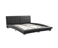 Festnight Struttura Letto Matrimoniale Design Moderno in Legno e Ecopelle,Letto con Doghe,Giroletto in Ecopelle,Letto Design,Letto in Ecopelle 200x140 cm/200x160 cm/200x180 cm