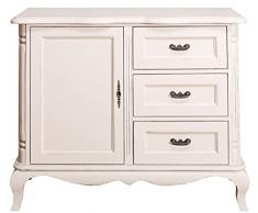 Casa Padrino cassettone stile country con anta e 3 cassetti grigio chiaro antico 110 x 48 x H. 89 cm - Mobili Soggiorno in Stile Country